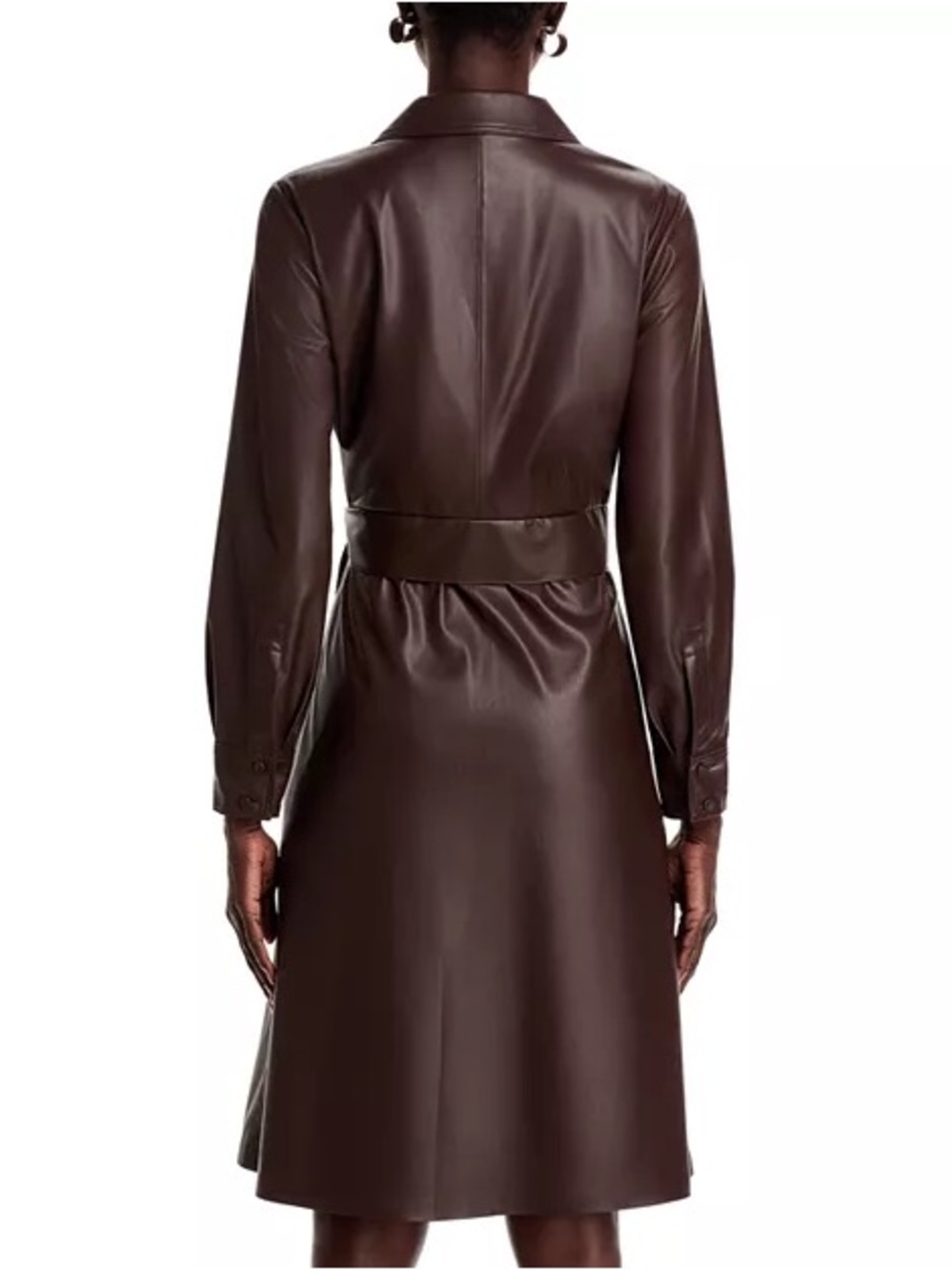 KOBI HALPERIN Dixie Faux Leather Shirtdress Brown XXL NWT Belted Designer Dress - Picture 5 of 15